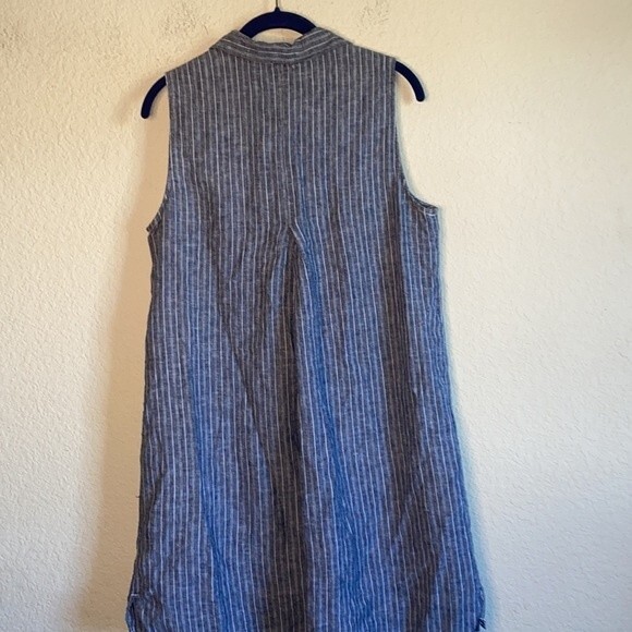 Beach lunch lounge linen button down shirt tank dress cottage coastal lagen M - Picture 7 of 12